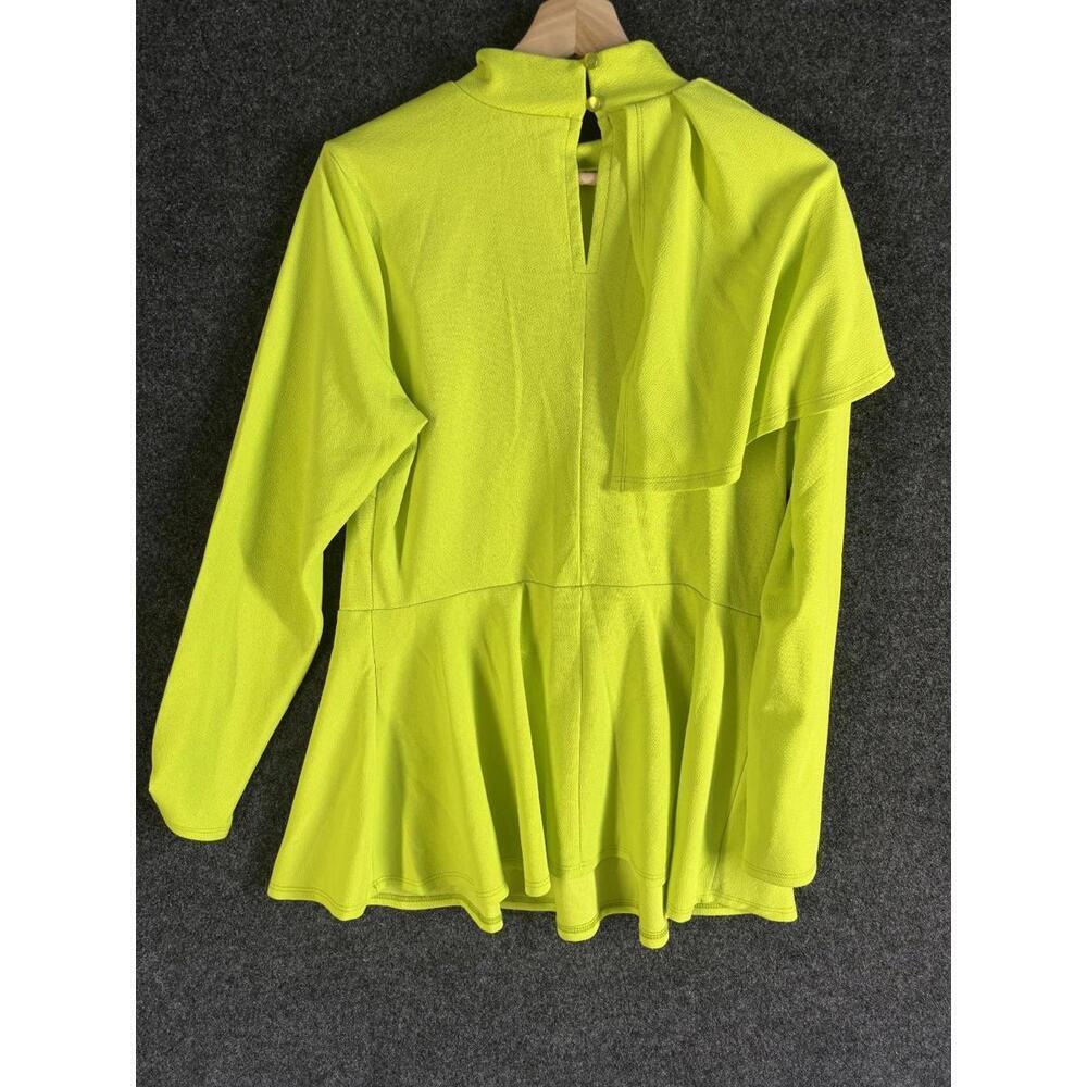 Ashley Stewart Blouse Women 14/16 Green Crew Neck Long Sleeve Hook & Eye Casual - Picture 2 of 6
